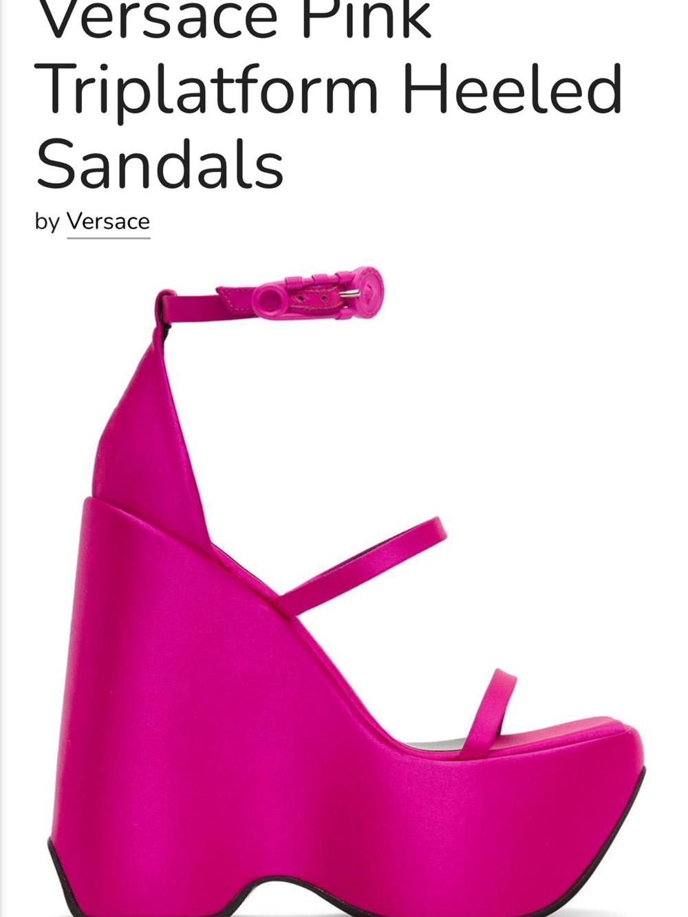 Versace Hot Pink Triplet-Platform Ankle-Strap Sandals